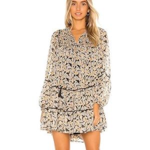 Free People Swinging Mini Dress - Black and Gold